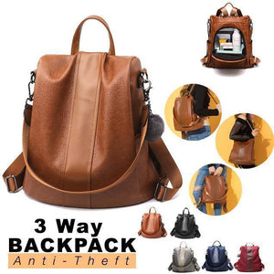 PREMIUM™ Premium Leather Three Way Anti-Thief Women's Backpack