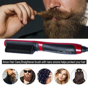 Hair Straight Styler - Multifunctional Beard Straightener Styler Brush Men Heat Hair Ceramic Curler Electric Hot Comb Care Machine